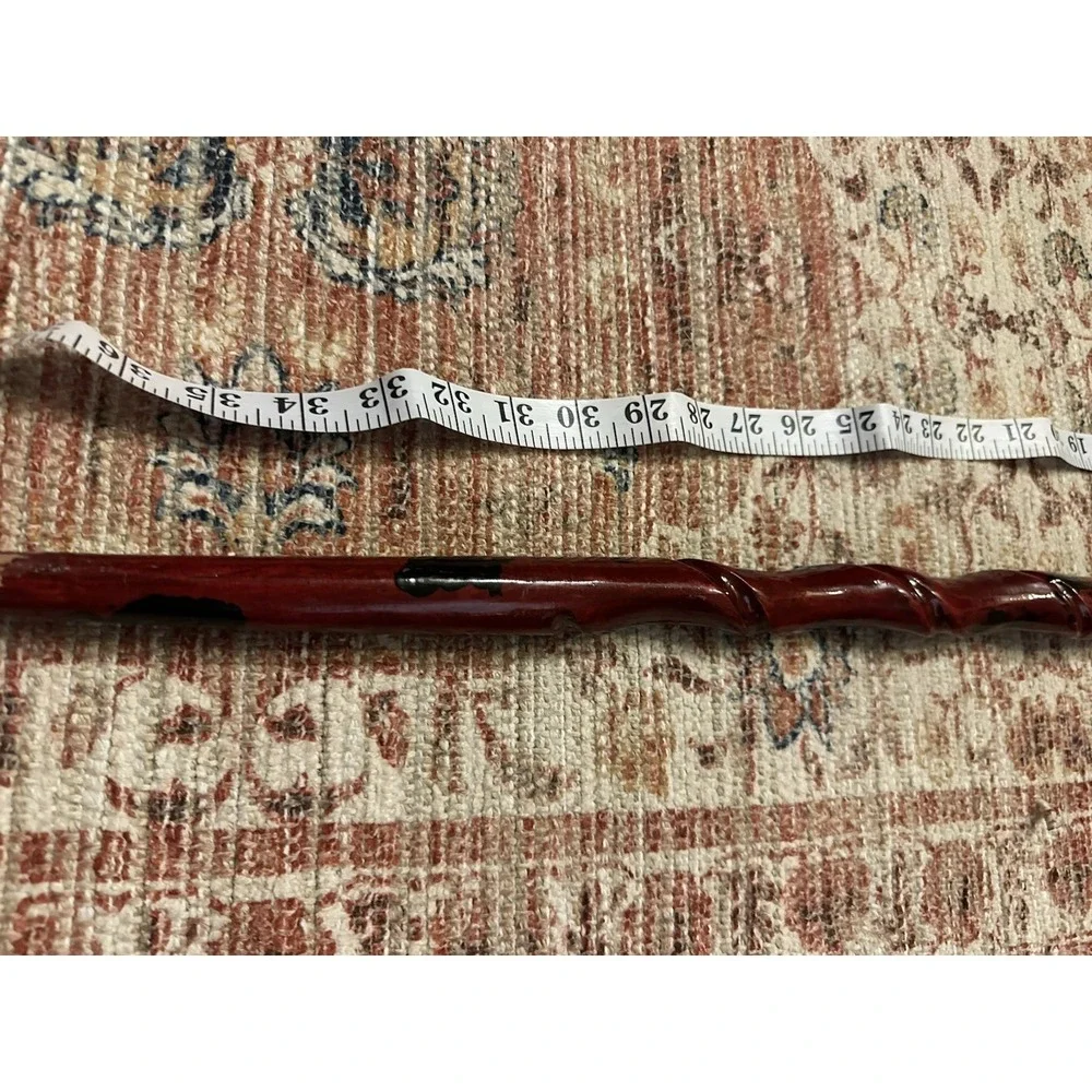 Hand Carved Dog Handle, Walking Stick 34 Inch Twist Shaft + Folk Art Cane Money